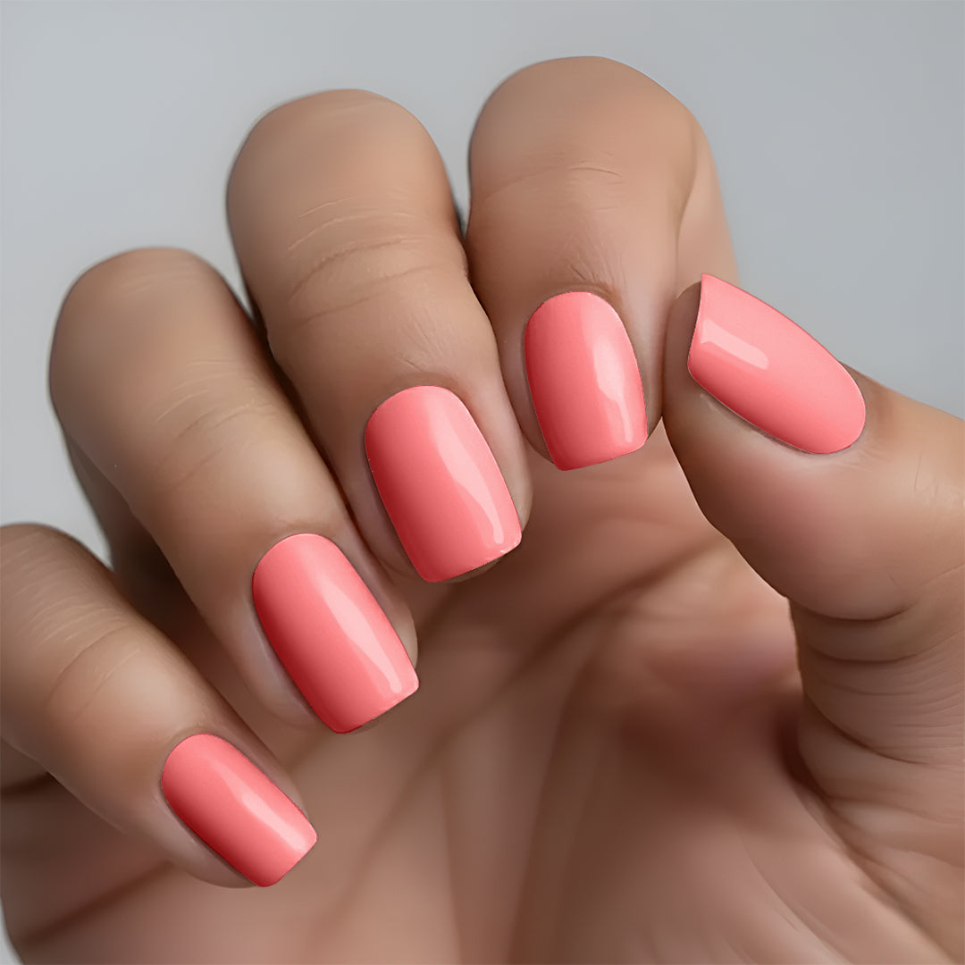 Classic Coral Nail Wrap Manicure