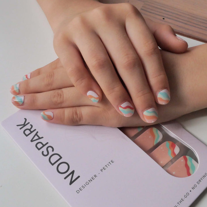 Rainbow Waves (Petite) Nail Wrap Manicure