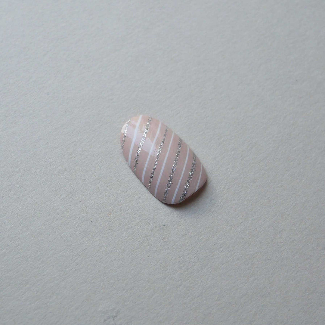 Silver Stripes Nail Wrap Manicure