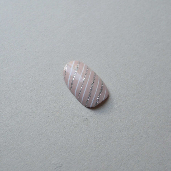 Silver Stripes Nail Wrap Manicure