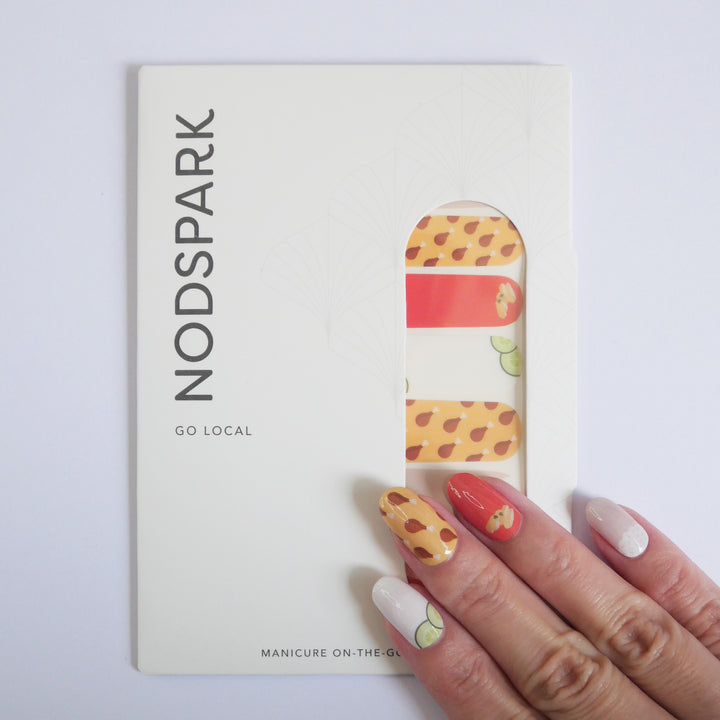 Chicken Rice Paradise Nail Wrap Manicure