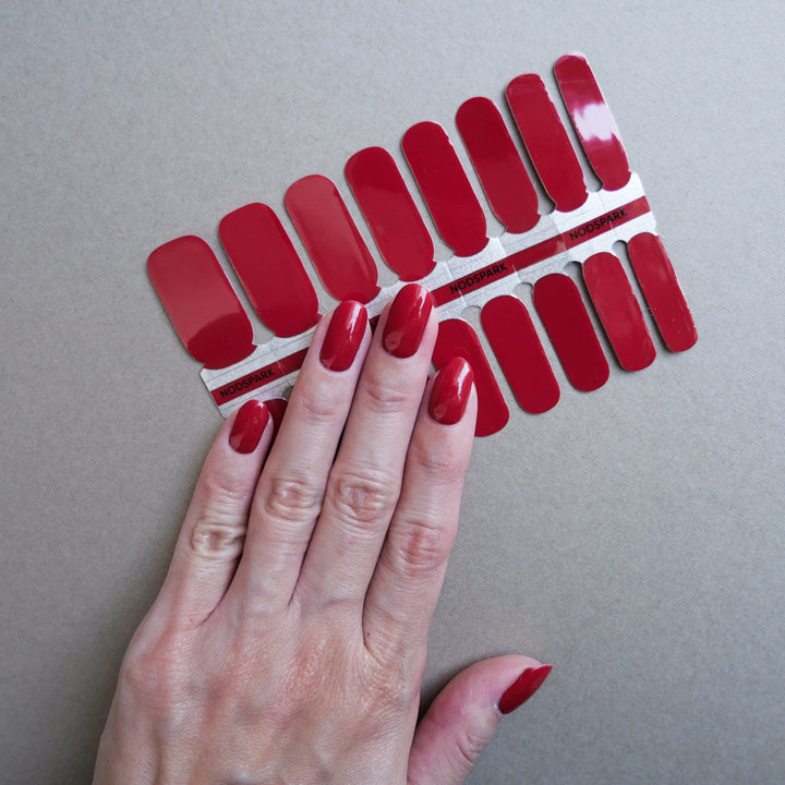 Classic Ruby Red Nail Wrap Manicure