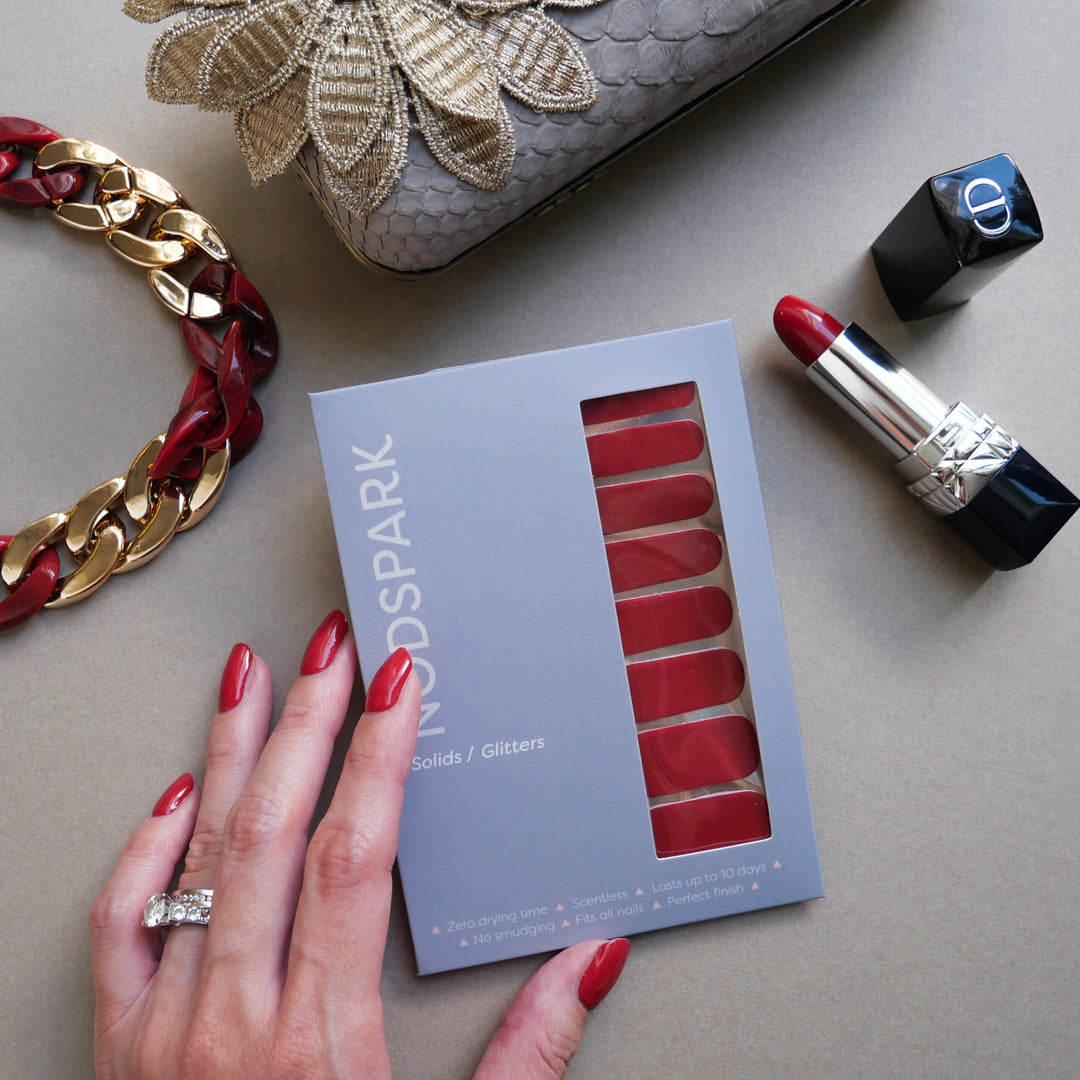 Classic Ruby Red Nail Wrap Manicure