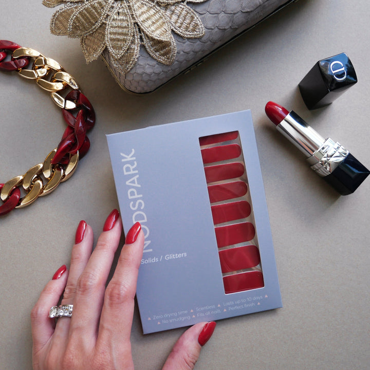 Classic Ruby Red Nail Wrap Manicure