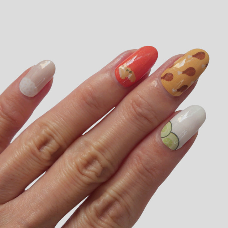 Chicken Rice Paradise Nail Wrap Manicure