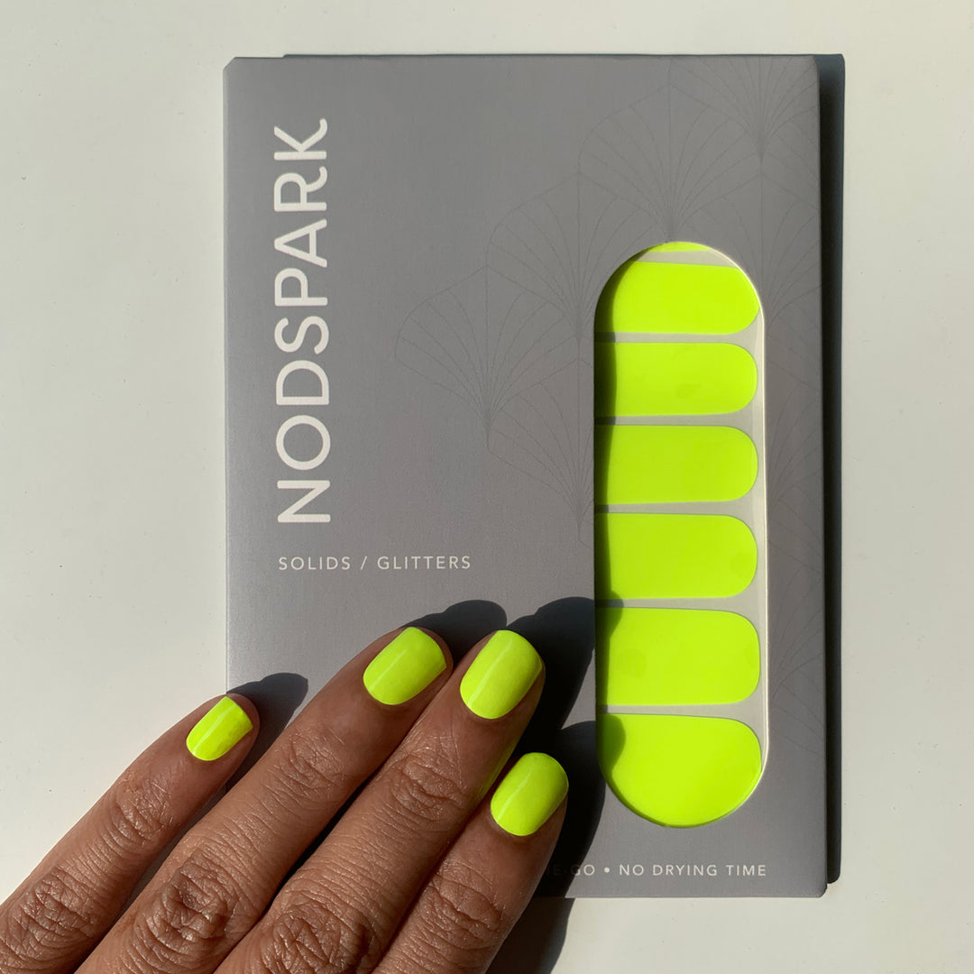 Classic Neon Yellow Nail Wrap Manicure