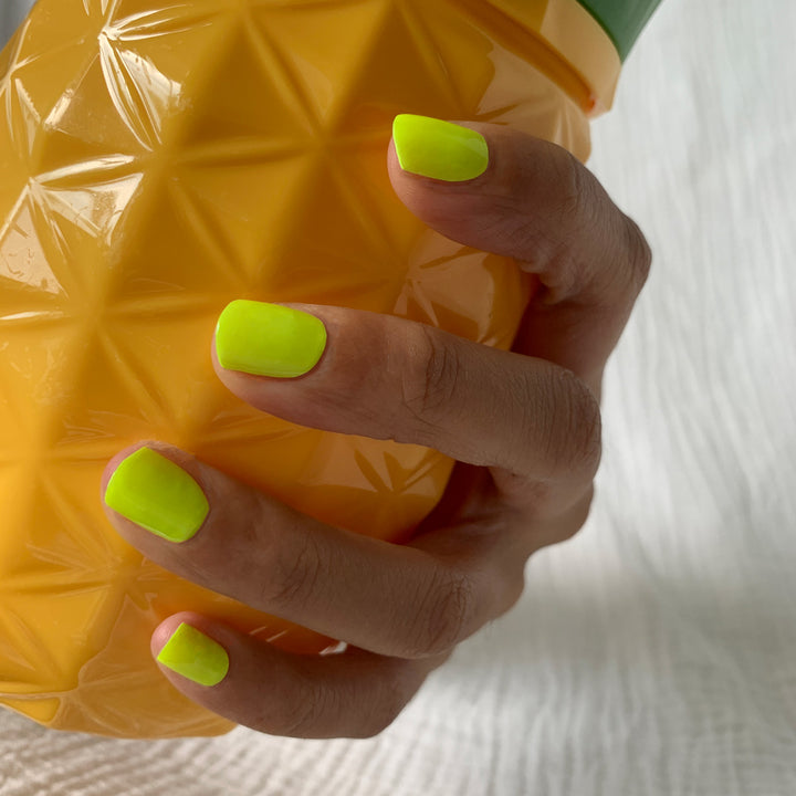 Classic Neon Yellow Nail Wrap Manicure