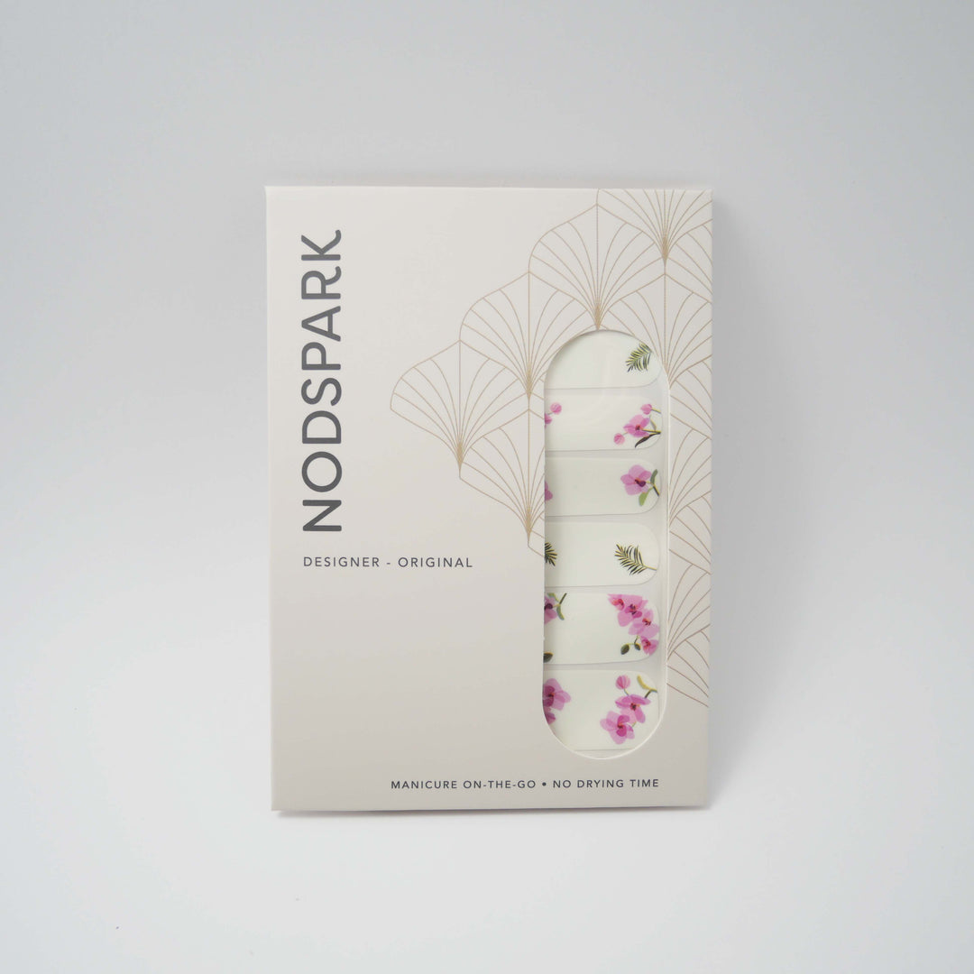 Watercolour Orchids Nail Wrap Manicure