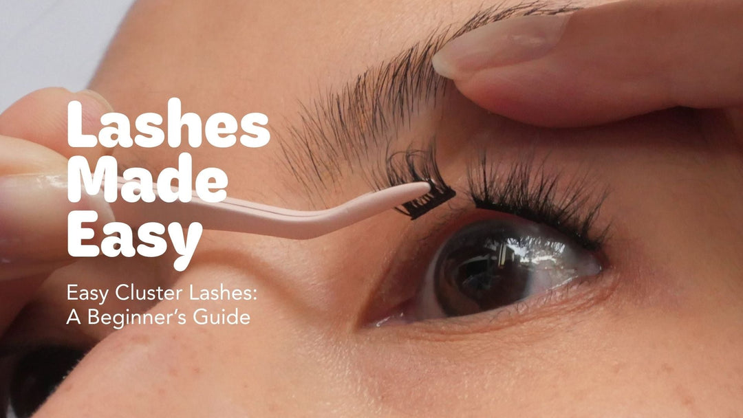 Here are a few options for your image alt text, depending on your focus:  Option 1: Standard & SEO-friendly (Best overall)  Close-up shot of applying a DIY lash cluster using tweezers, titled "Lashes Made Easy: Easy Cluster Lashes: A Beginner’s Guide"