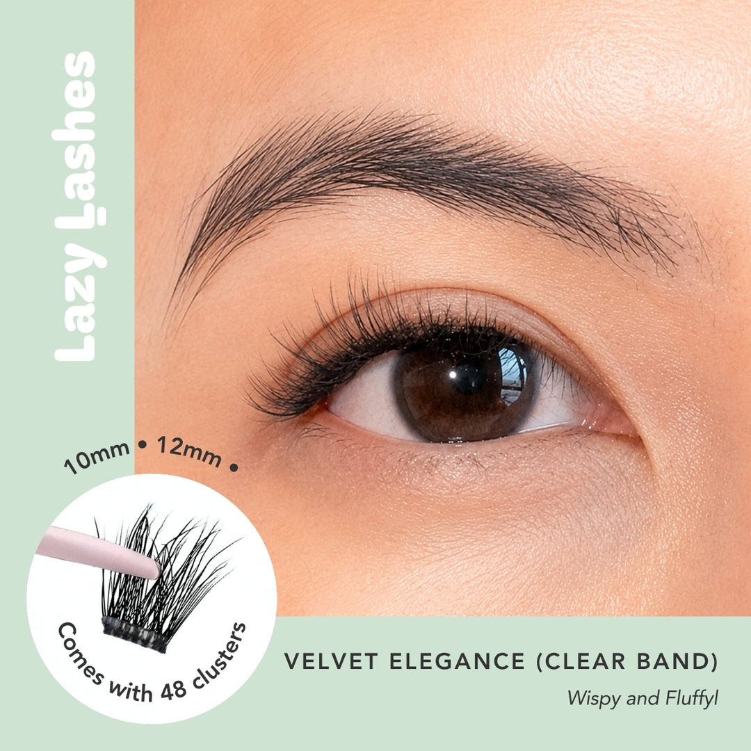 Everyday Velvet Elegance (Clear Band) Lazy Lashes (Press-On Lash Clusters)