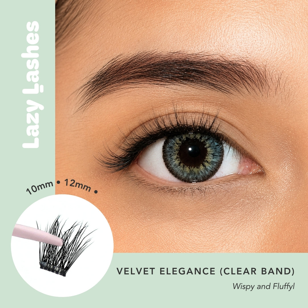 Everyday Velvet Elegance (Clear Band) Lazy Lashes (Press-On Lash Clusters)