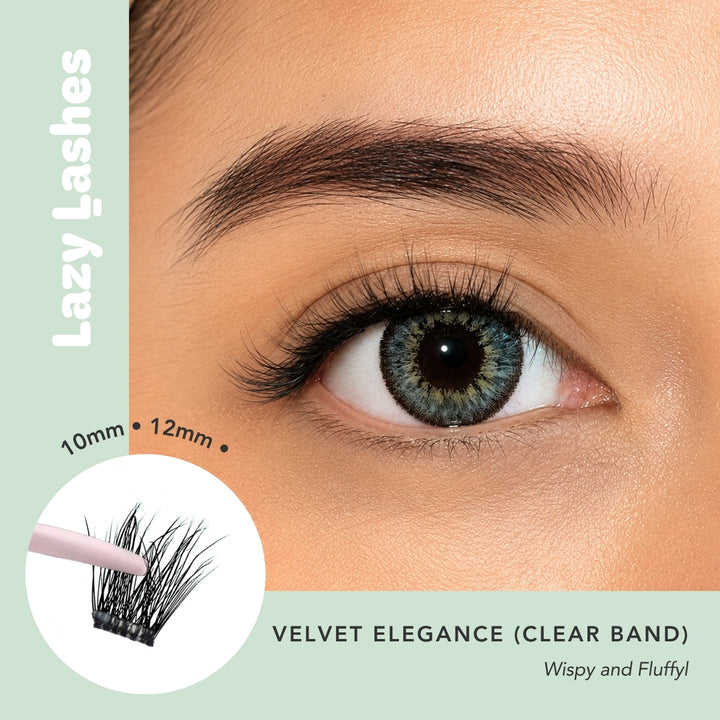 Everyday Velvet Elegance (Clear Band) Lazy Lashes (Press-On Lash Clusters)
