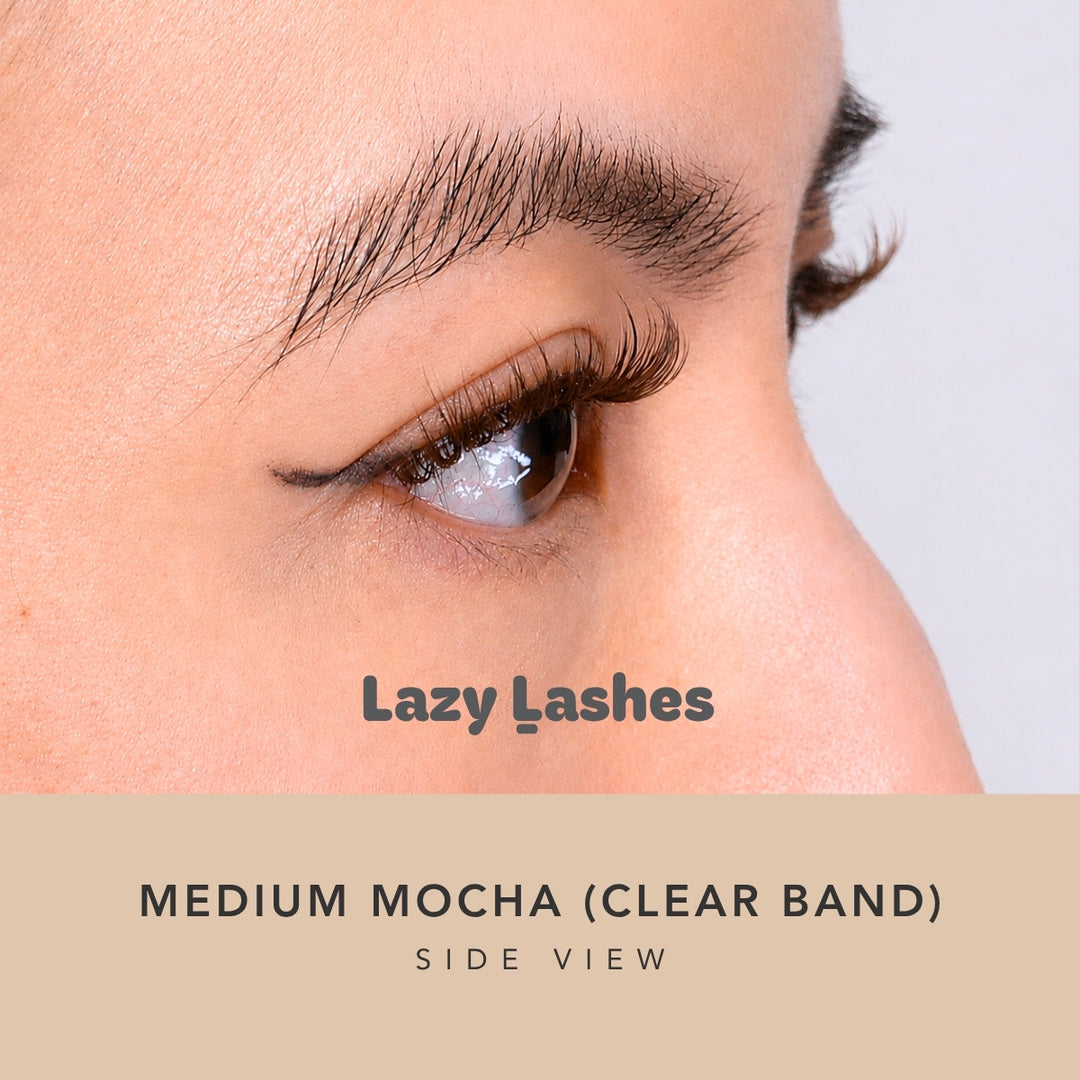 Everyday Medium Mocha (Clear Band) Lazy Lashes (Press-On Lash Clusters)