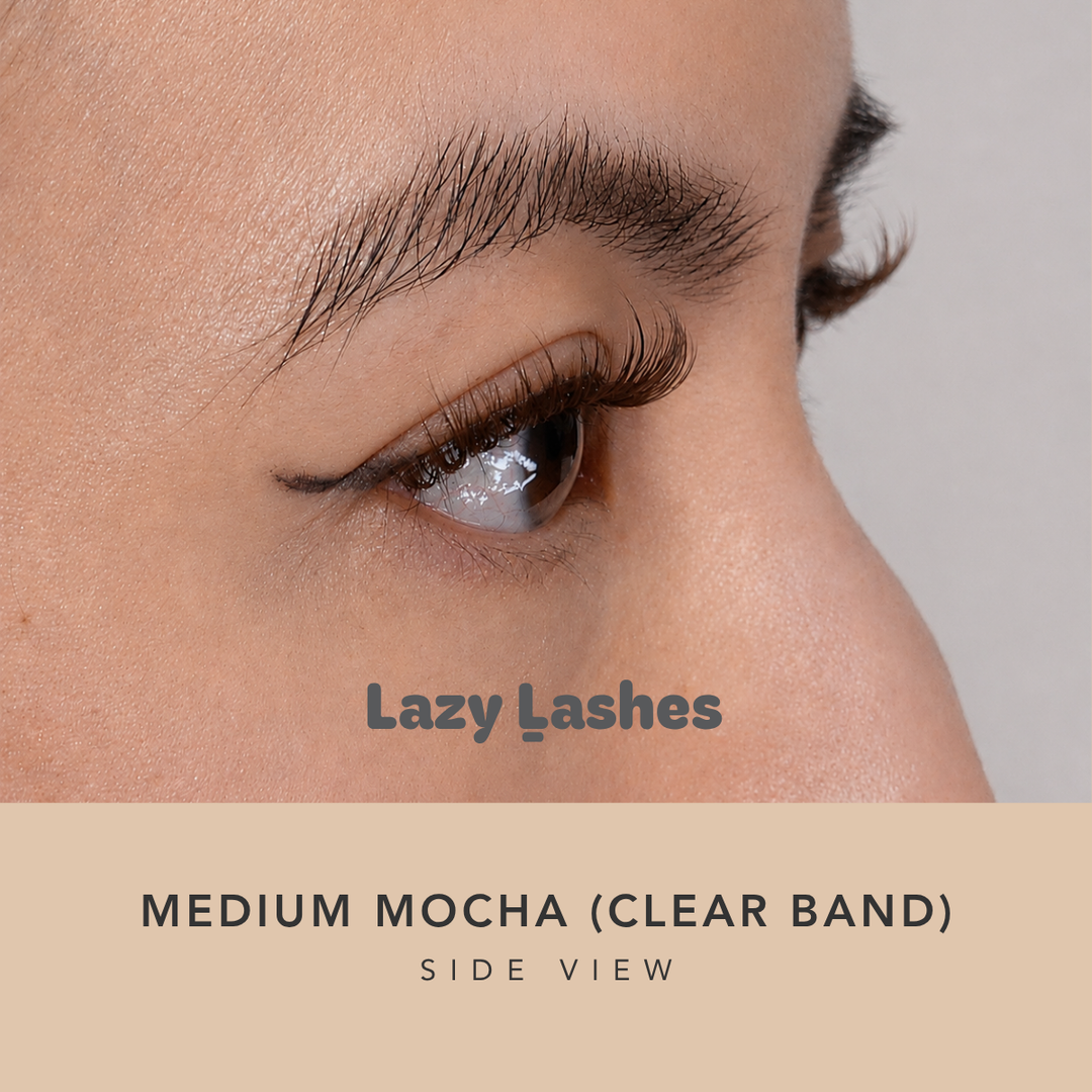 Everyday Medium Mocha (Clear Band) Lazy Lashes (Press-On Lash Clusters)