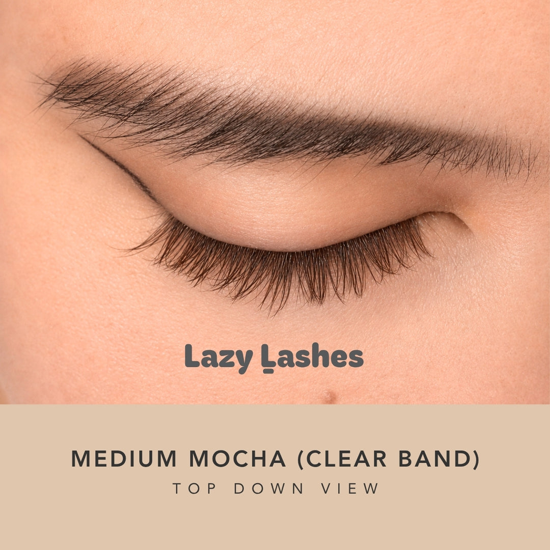 Everyday Medium Mocha (Clear Band) Lazy Lashes (Press-On Lash Clusters)