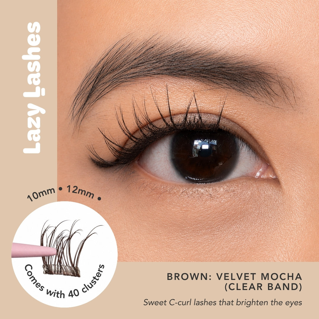 Everyday Velvet Mocha (Clear Band) Lazy Lashes (Press-On Lash Clusters)