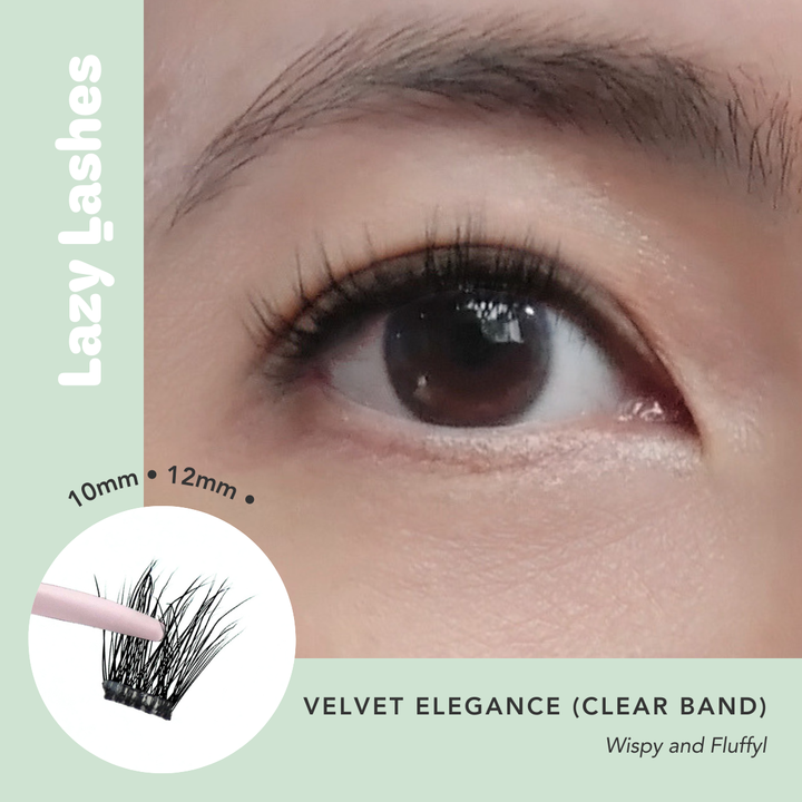 Everyday Velvet Elegance (Clear Band) Lazy Lashes (Press-On Lash Clusters)