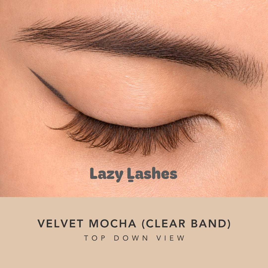 Everyday Velvet Mocha (Clear Band) Lazy Lashes (Press-On Lash Clusters)