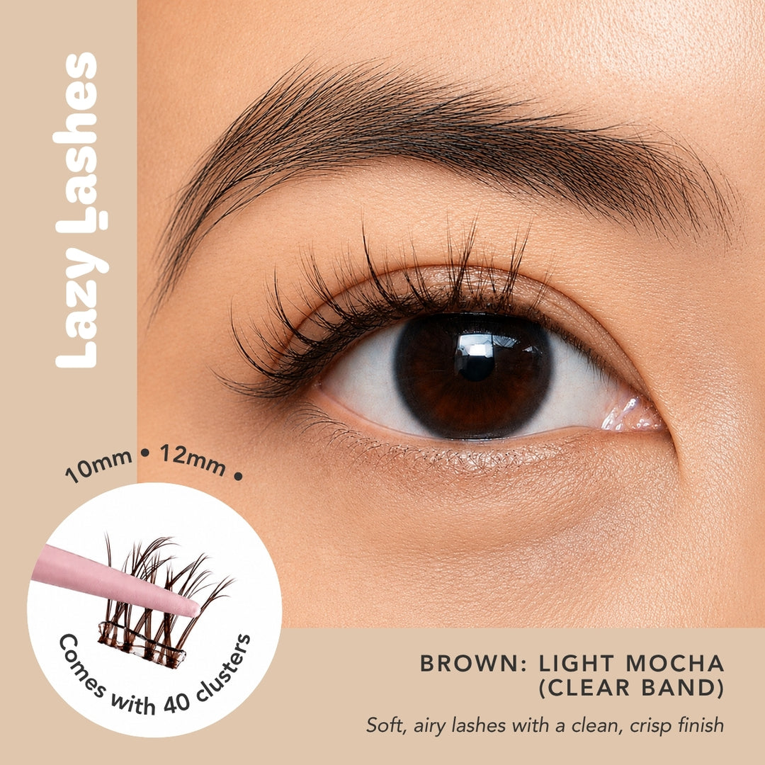Everyday Light Mocha (Clear Band) Lazy Lashes (Press-On Lash Clusters)