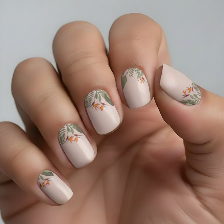 Birds of Paradise Nail Wrap Manicure