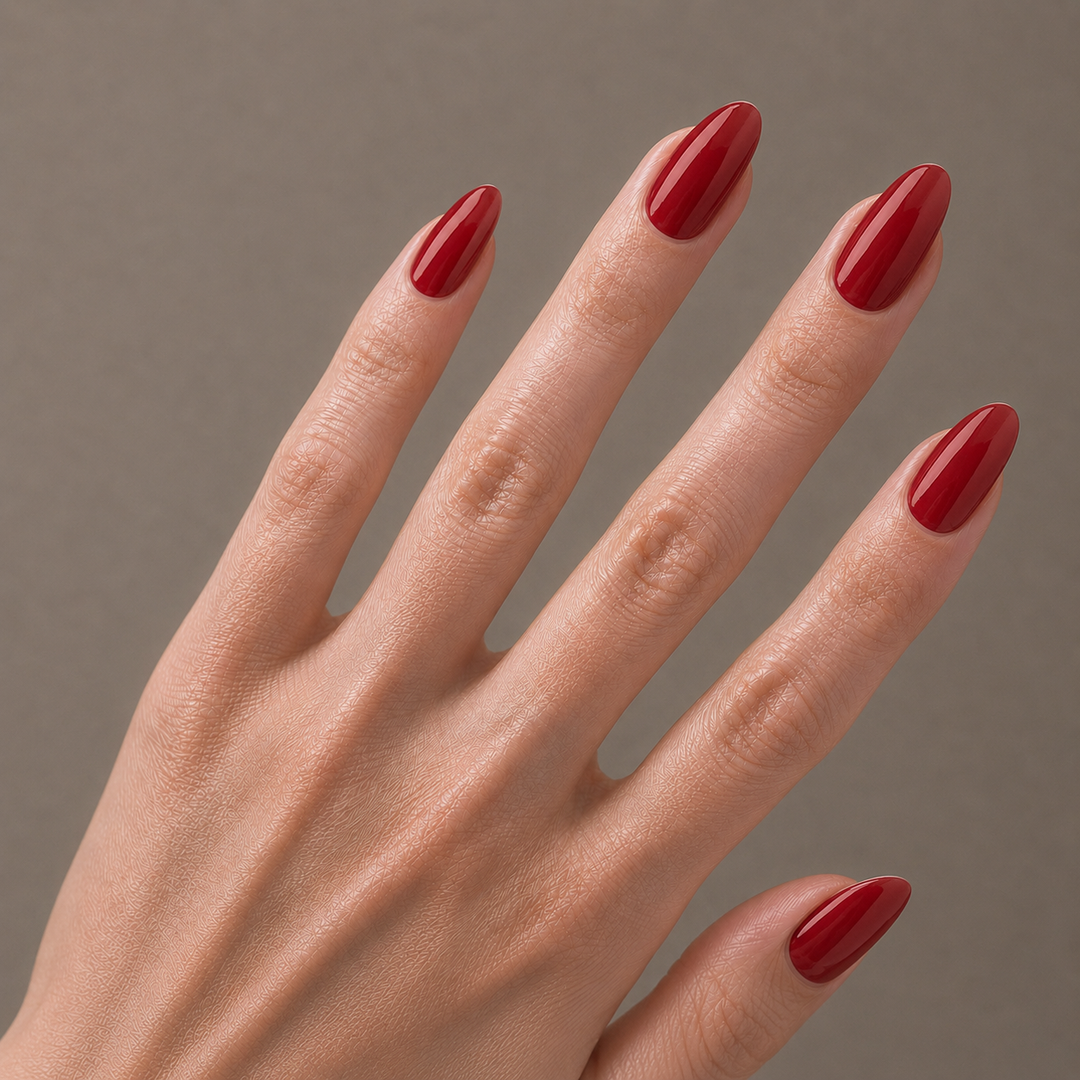 Classic Ruby Red Nail Wrap Manicure