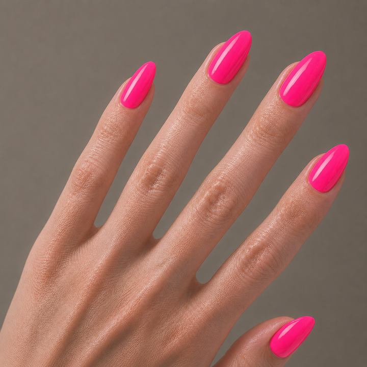 C0062 Classic Neon Pink Nail Wrap Manicure