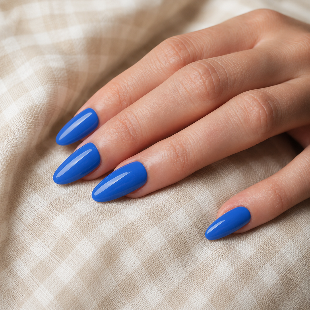 Classic French Blue Nail Wrap Manicure