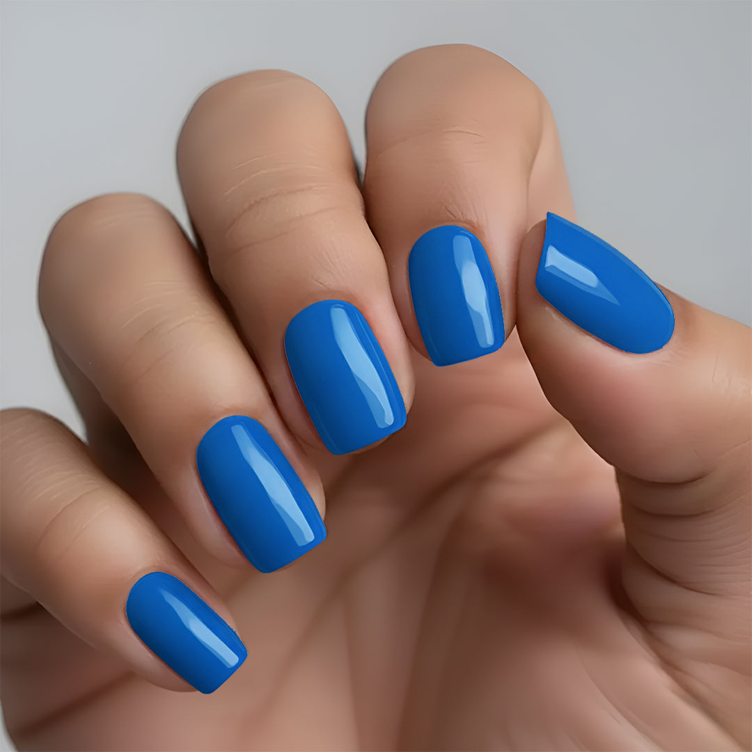 Classic French Blue Nail Wrap Manicure
