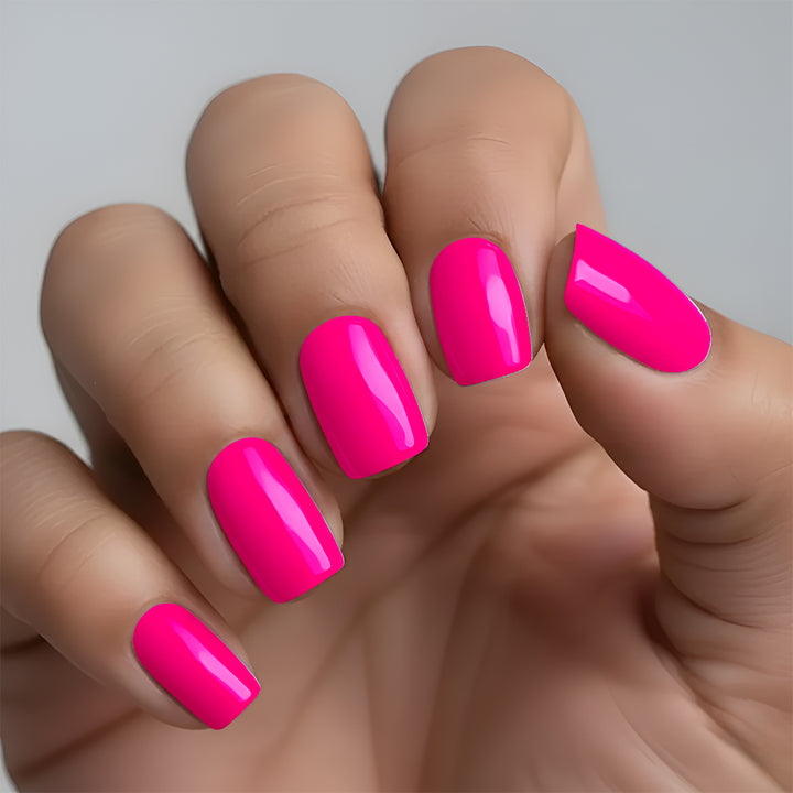 Classic Neon Pink Nail Wrap Manicure