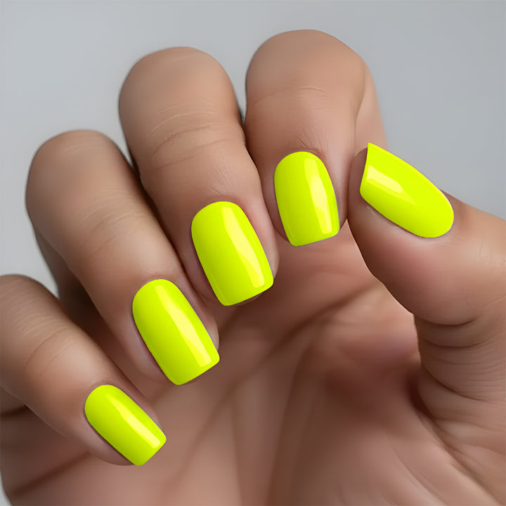 Classic Neon Yellow Nail Wrap Manicure