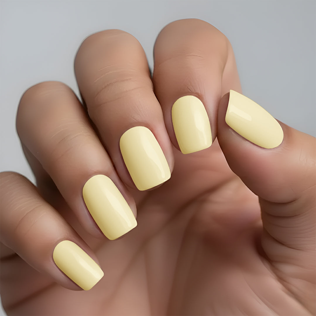 Classic Spring Lemon Nail Wrap Manicure