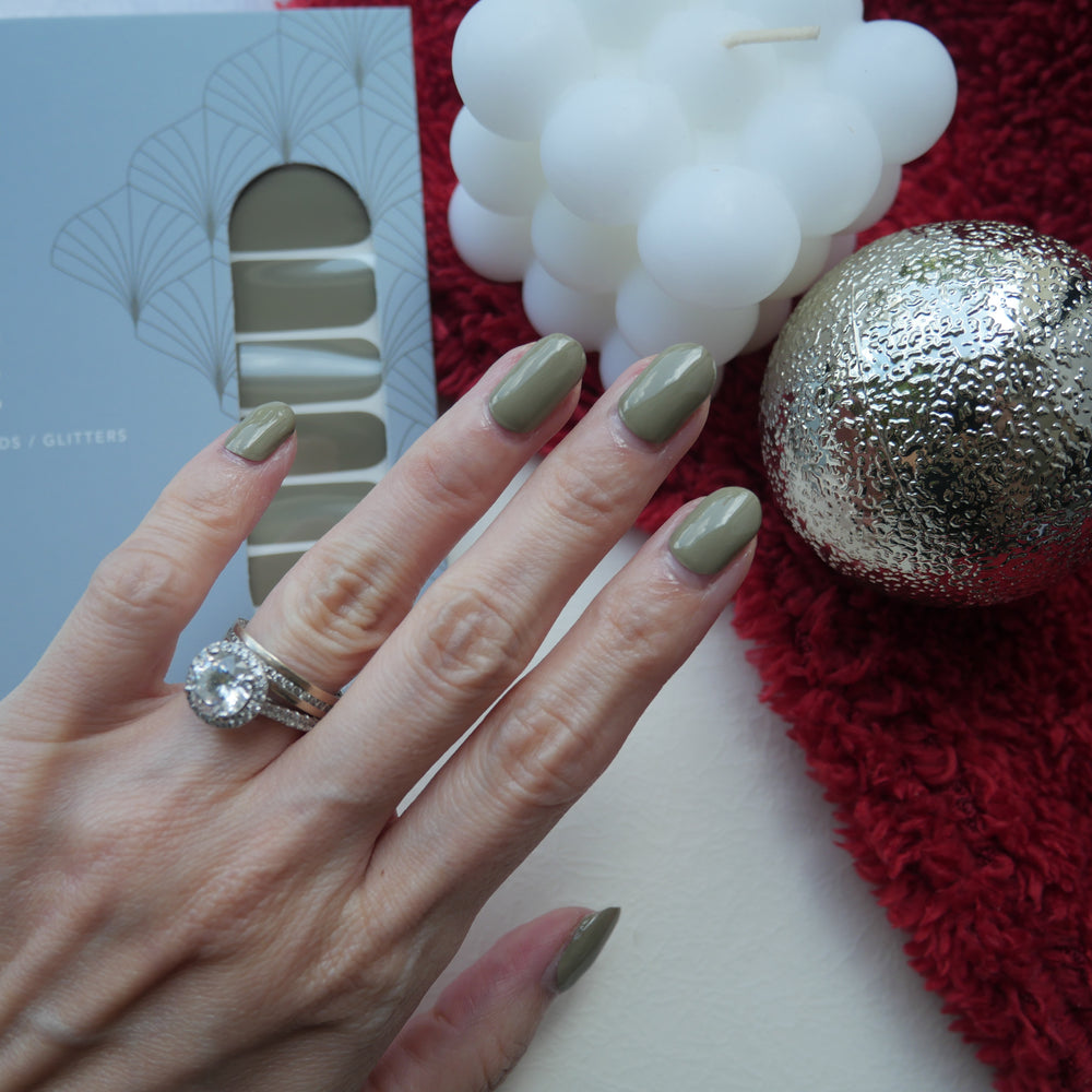 Classic Winter Classic Moss Nail Wrap Manicure