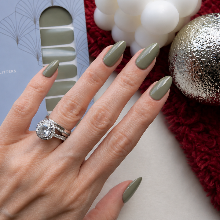 Classic Winter Classic Moss Nail Wrap Manicure