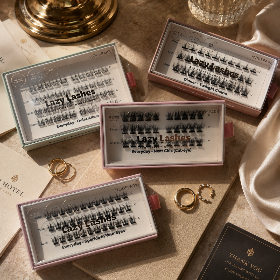 Day & Night Lash Bundle featuring four press-on cluster lash sets including Everyday Sparkle In Your Eyes, Quiet Allure, Neat chic and Dinner Twilight Charm