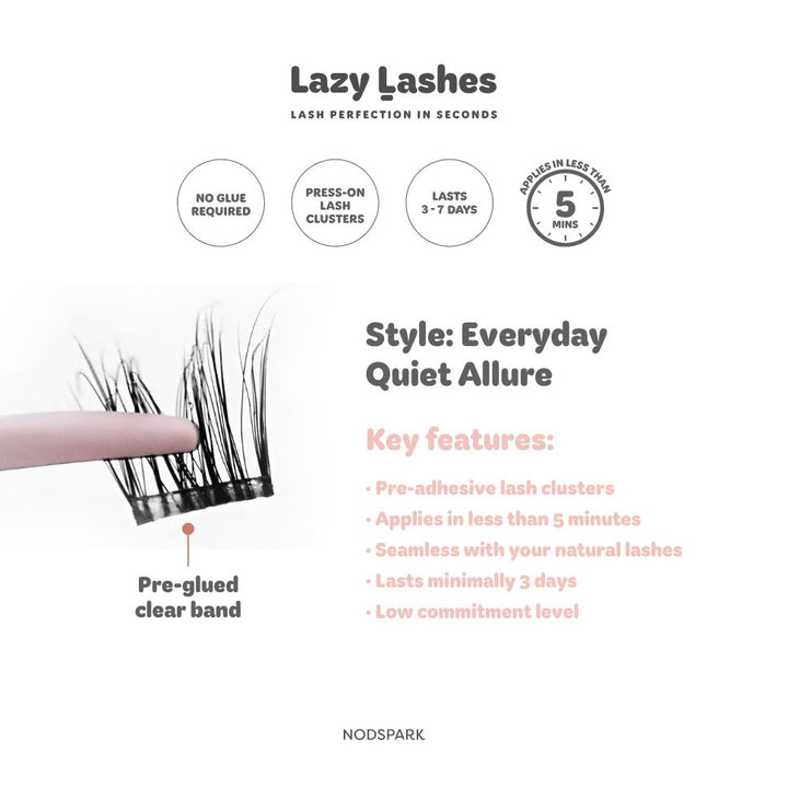 Everyday Quiet Allure (Clear Band) Lazy Lashes (Press-On Lash Clusters)