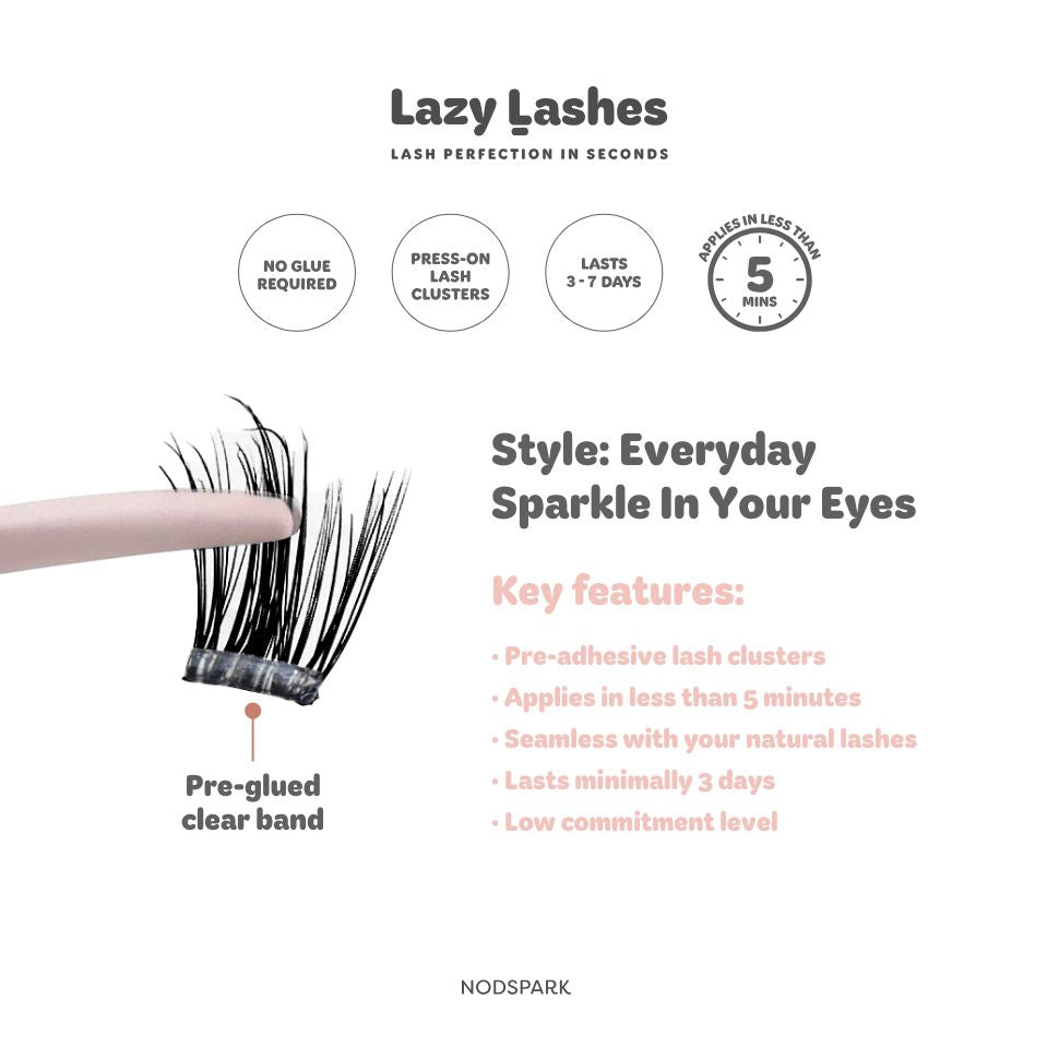 Everyday Sparkle In Your Eyes (Clear Band) Lazy Lashes (Press-On Lash Clusters)