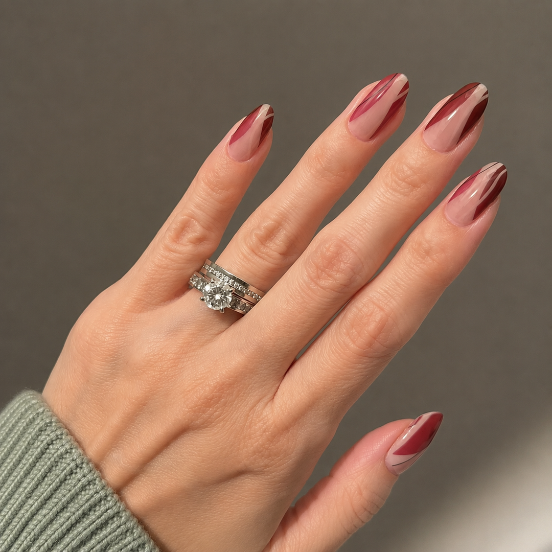 Maroon (Jelly) Nail Wrap Manicure