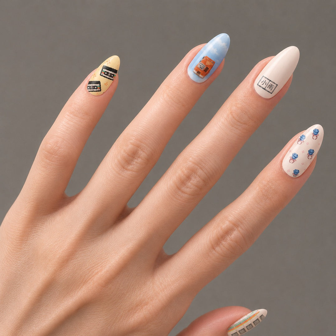 My Childhood Nail Wrap Manicure