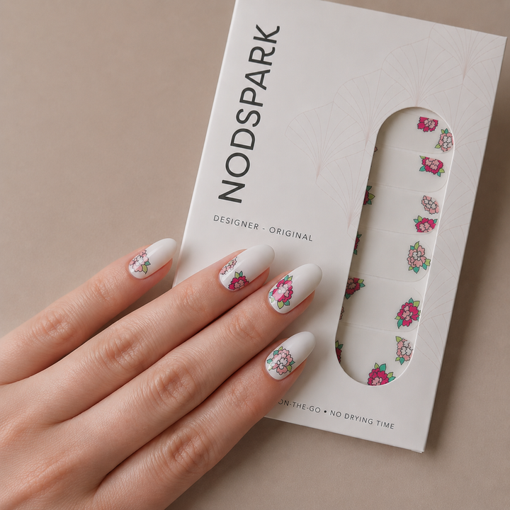 Peony Chic Nail Wrap Manicure