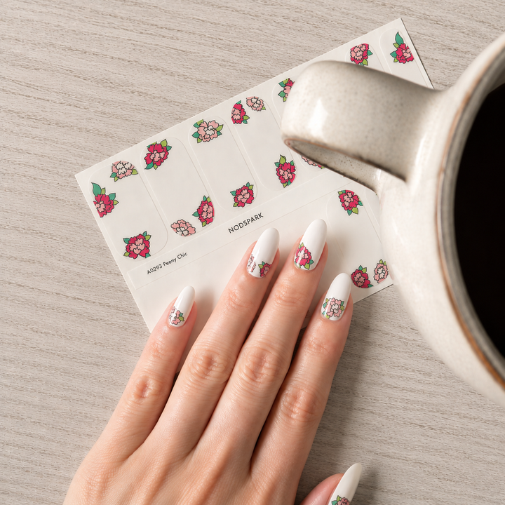 Peony Chic Nail Wrap Manicure