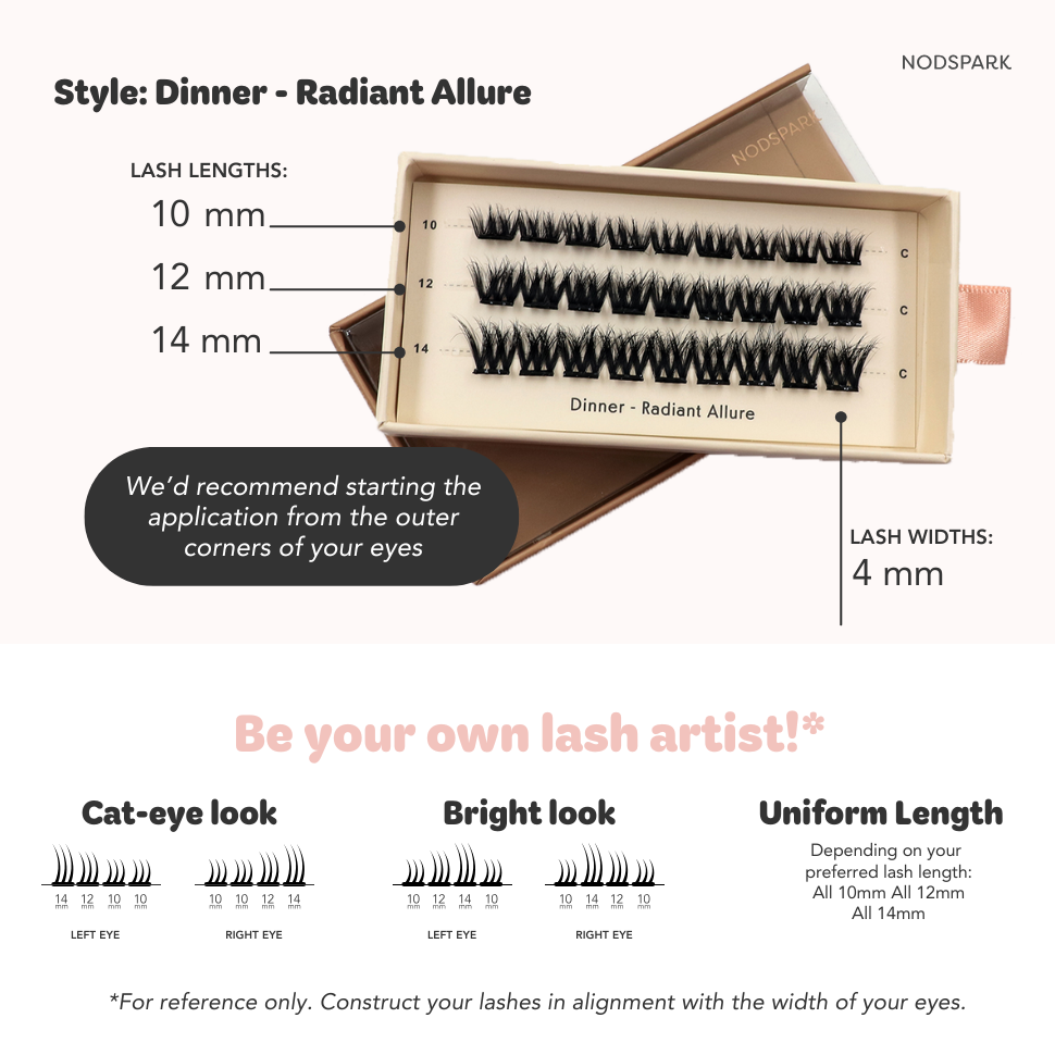 Dinner Radiant Allure Lazy Lashes (Press-On Lash Clusters)