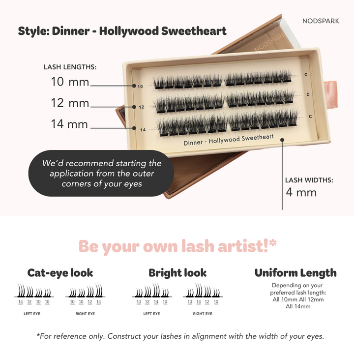 Dinner Hollywood Sweetheart Lazy Lashes (Press-On Lash Clusters)