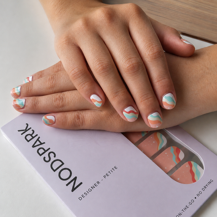 Rainbow Waves (Petite) Nail Wrap Manicure