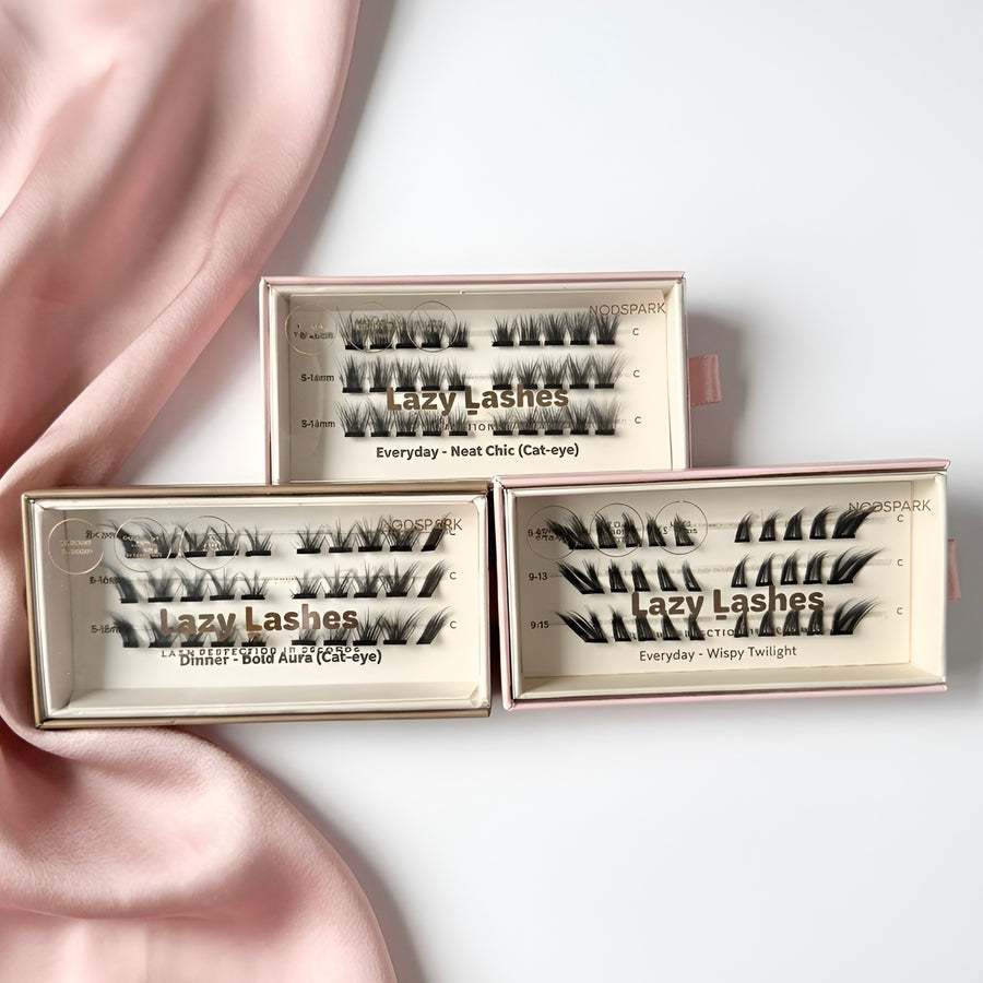 Nodspark The Cat-Eye Trio Lazy Lashes featuring Neat Chic, Wispy Twilight and Bold Aura