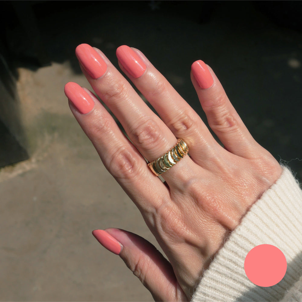 Classic Coral Nail Wrap Manicure