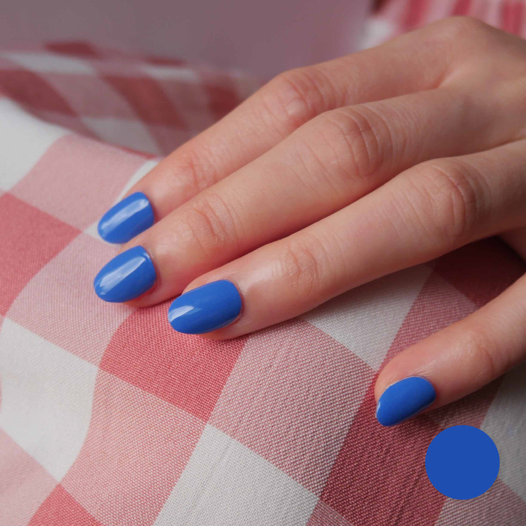 Classic French Blue Nail Wrap Manicure