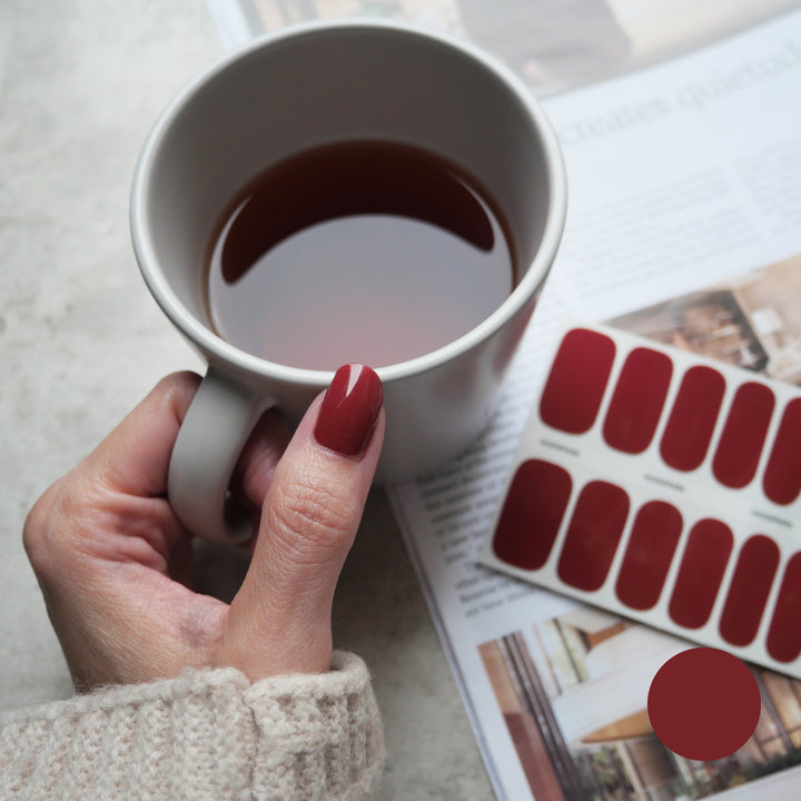 Classic Garnet Red Nail Wrap Manicure