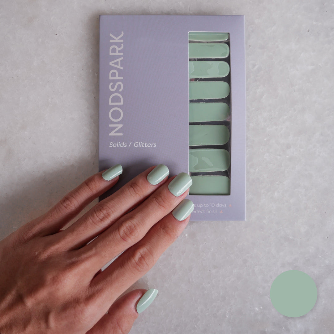 Classic Minty Sage Nail Wrap Manicure