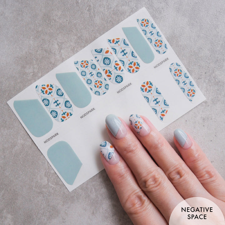 Peranakan Slate Nail Wrap Manicure