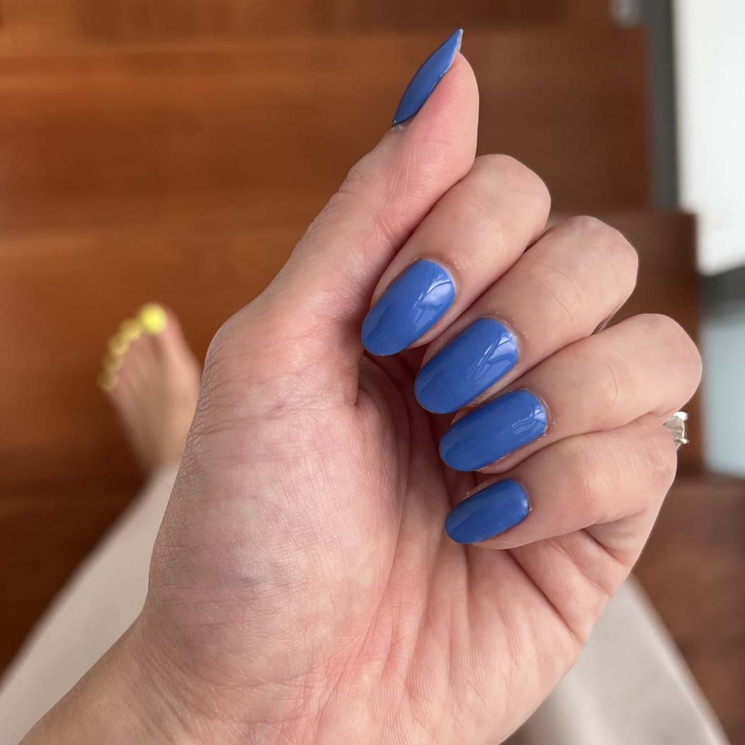 Classic French Blue Nail Wrap Manicure